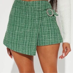 Fashion Nova Green Tweed Women Shorts